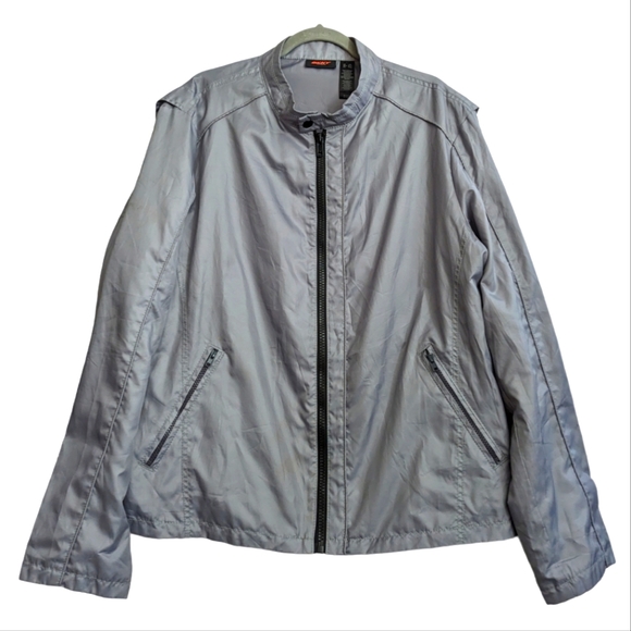 DKNY Windbreaker Gray Jacket Size XXL Pockets Lightweight - Picture 1 of 10